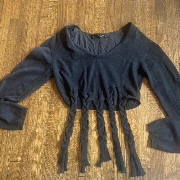 Cropped Long Sleeve Fringe Braided Sweater Twin-Set Simona Barbieri - Picture 1 of 4